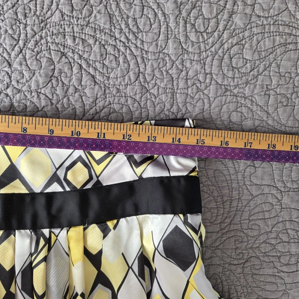 Chenault Womens Size 6 Skirt Satin Midi Geometric‎ Pleated Y2K Preppy Career